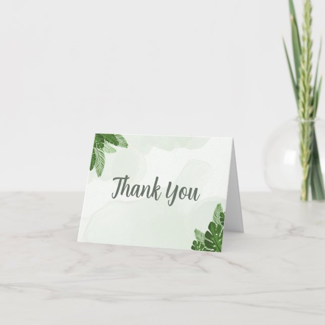 Monstera Shower Thank You Card Tropical Greenery (Front)