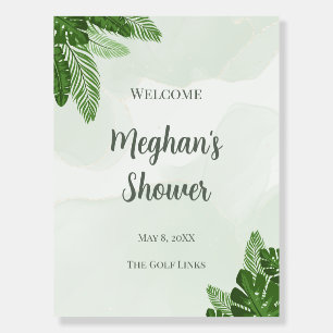 Monstera Shower Welcome Sign Tropical Greenery