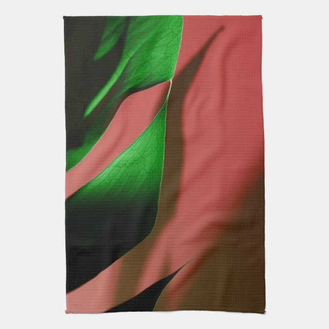 Monstera Swiss Cheese Plant red green Dish Kitchen Towel (Vertical)