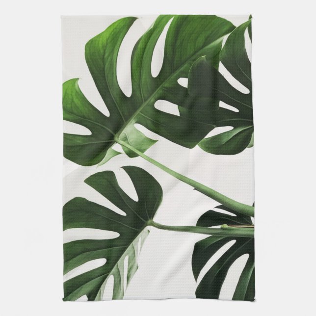 Monstera Swiss Cheese Plant Tropical Dish Kitchen Towel (Vertical)