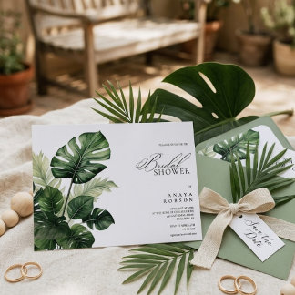 Monstera Tropical Bridal Shower Invite