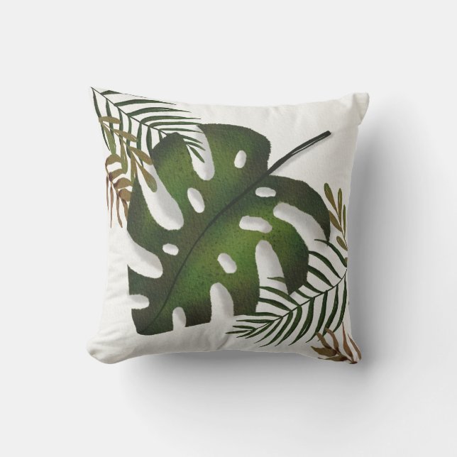 Monstera Tropical Design Outdoor Pillow (Front)
