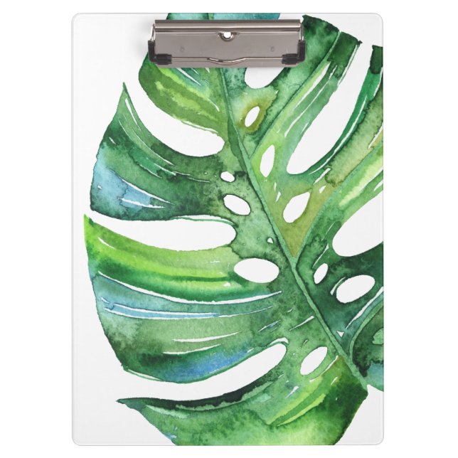 Monstera tropical leaf clipboard - watercolor leaf (Front)