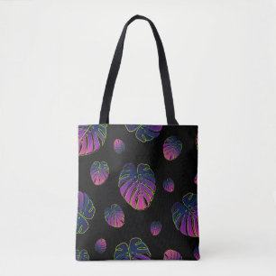Monstera Tropical Leaf Illustration Pattern Tote Bag