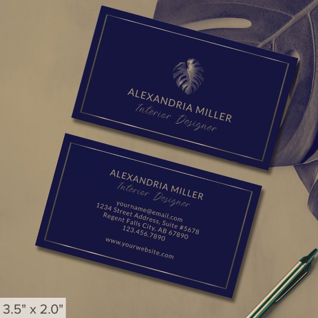 Monstera Tropical Leaf Interior Design Business Card (Creator Uploaded)