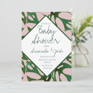 Monstera Tropical Leaf Pattern Baby Shower  Invita Invitation