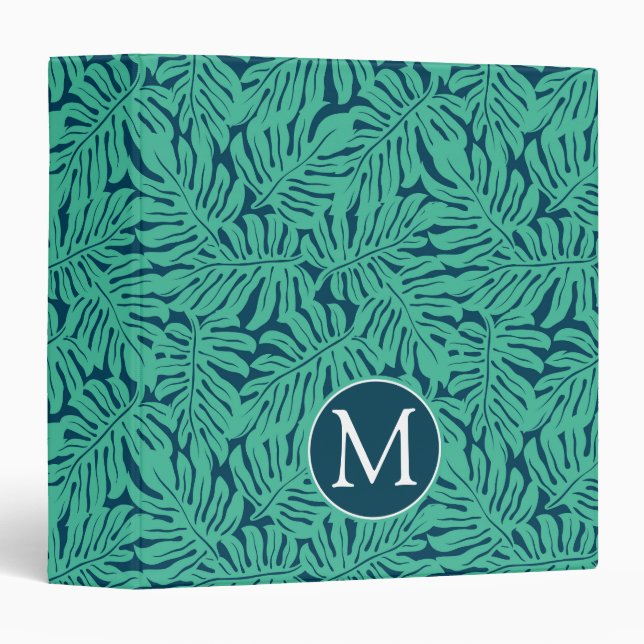 Monstera Tropical Leaf Pattern | Monogram Binder (Front/Spine)