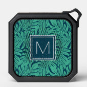 Monstera Tropical Leaf Pattern | Monogram Bluetooth Speaker (Front)