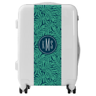 Monstera Tropical Leaf Pattern   Monogram Luggage