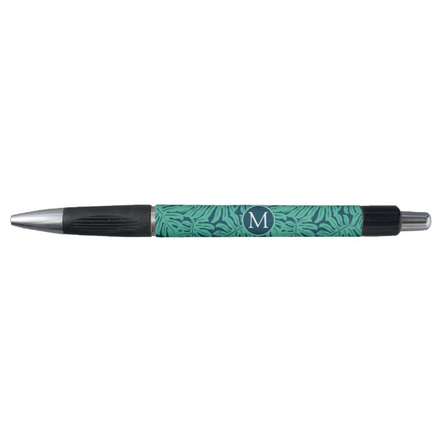 Monstera Tropical Leaf Pattern | Monogram Pen (Front)