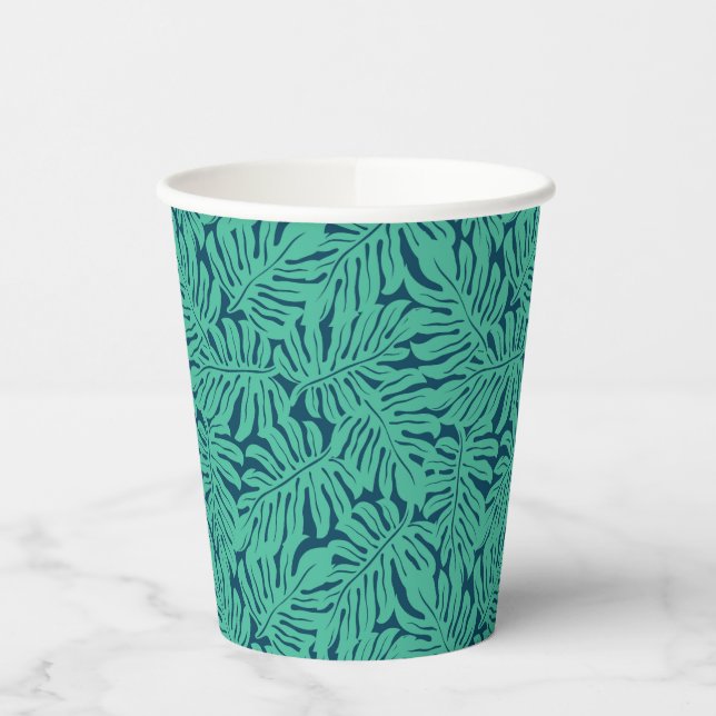 Monstera Tropical Leaf Pattern Paper Cups (Left)