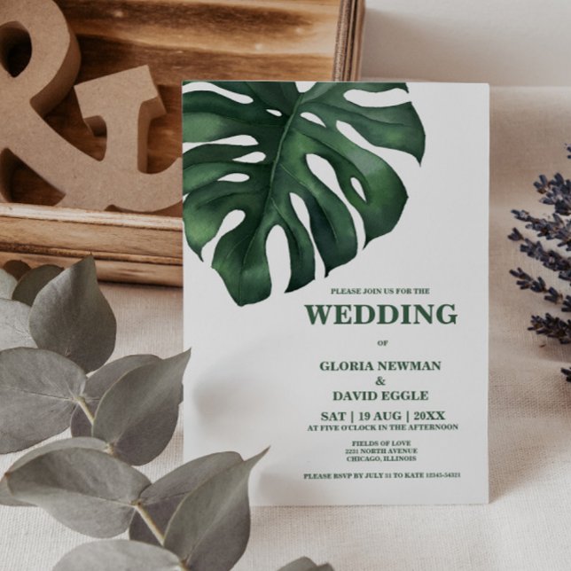 Monstera Tropical Leaf  Wedding Invitation (Creator Uploaded)