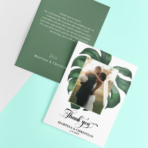 Monstera Tropical Leaf Wedding Thank You Card