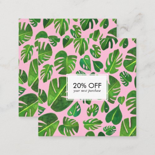 Monstera tropical leaves illustrated watercolor discount card