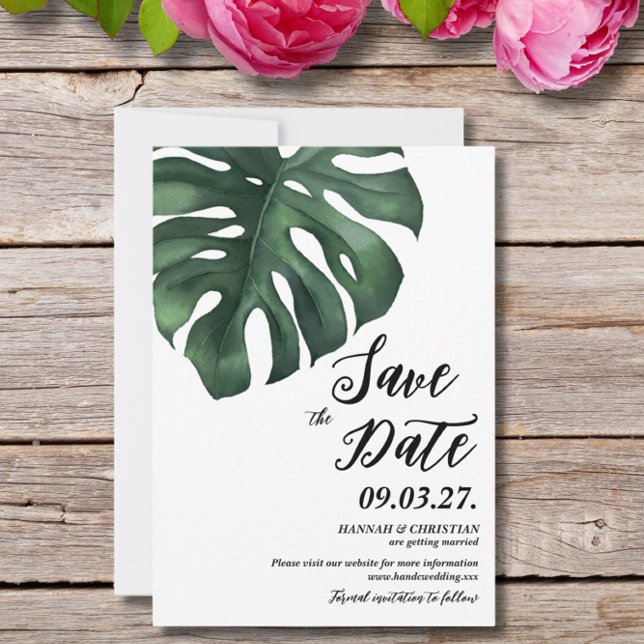 Monstera Tropical Palm Leaf  Save the date (Creator Uploaded)