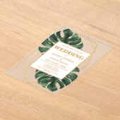 Monstera Tropical Palm Leaves Wedding Acrylic Invitations 