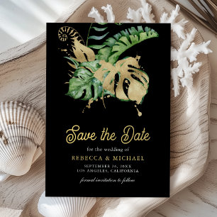Monstera Tropical Palm Photo Black Wedding Save The Date