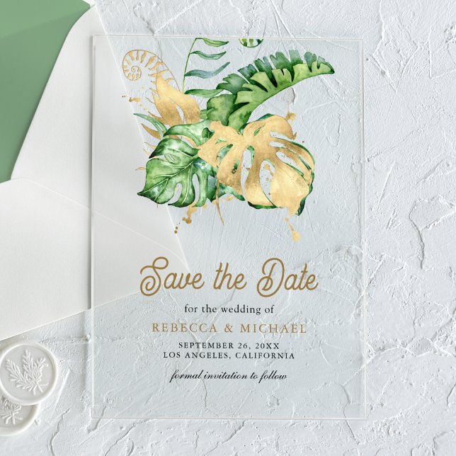 Monstera Tropical Palm Wedding Save the Date (Creator Uploaded)