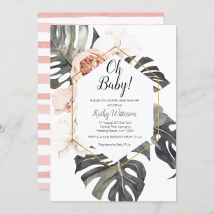 Monstera watercolor Baby Shower Invitation