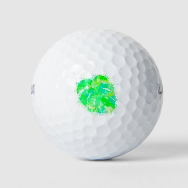 Monstera Watercolor Golf Balls (Front)