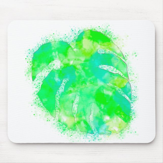 Monstera Watercolor Mouse Pad (Front)