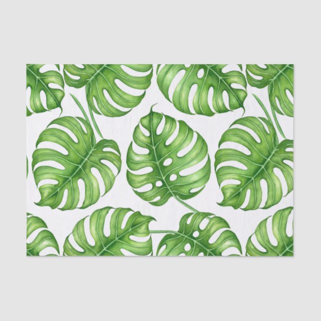 Monstera watercolor pattern tissue paper (Front)