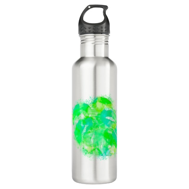 Monstera Watercolor Stainless Steel Water Bottle (Front)