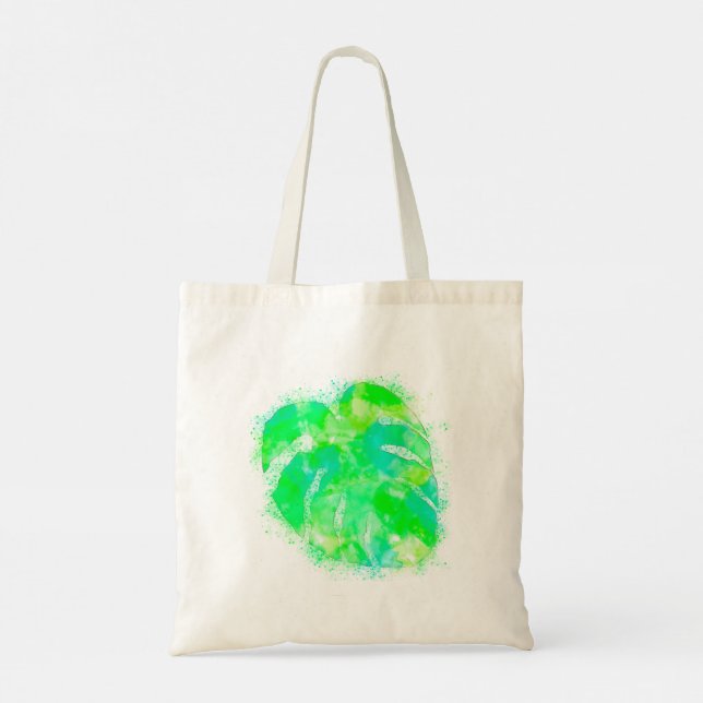 Monstera Watercolor Tote Bag (Back)