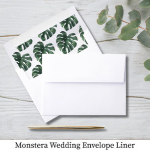 Monstera Wedding Envelope Liner