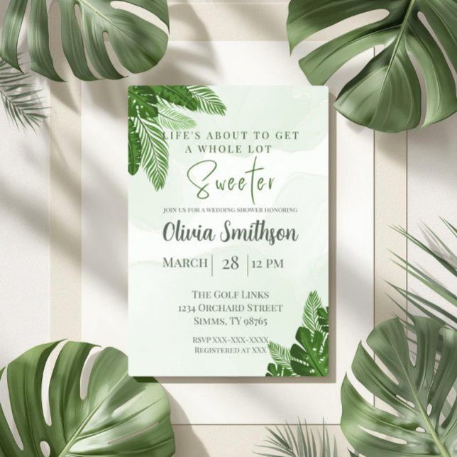 Monstera Wedding Shower Invitation Tropical Green (Creator Uploaded)