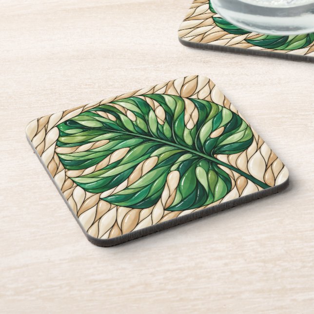 Monstera Window Beverage Coaster (Left Side)