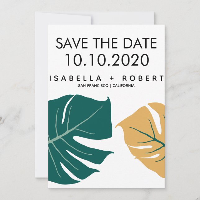 Monstera Yellow | Wedding Save the Date (Front)