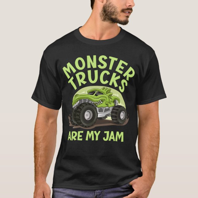 Monsterrucks Are My Jam Birthday Boy funny T-Shirt (Front)