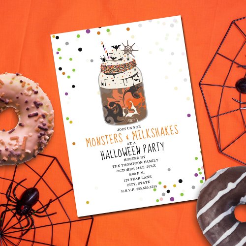 Monsters and Milkshakes Halloween Party Invitation