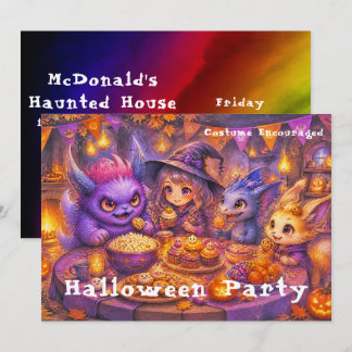 Monsters at Halloween Party table Invitation