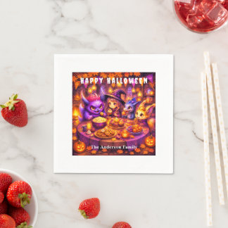 Monsters at Halloween Party Table personalized Napkins