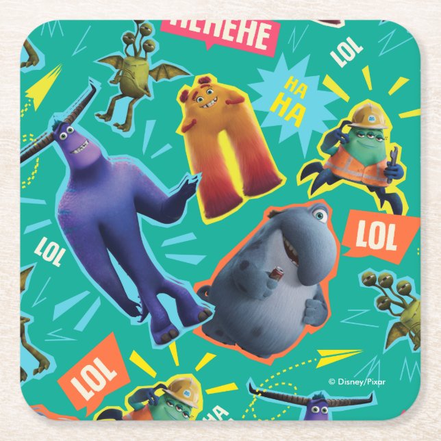 Monsters at Work | MIFT Laughter Pattern Square Paper Coaster (Front)