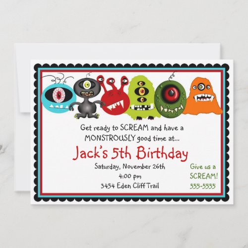 Monsters Birthday Invitation