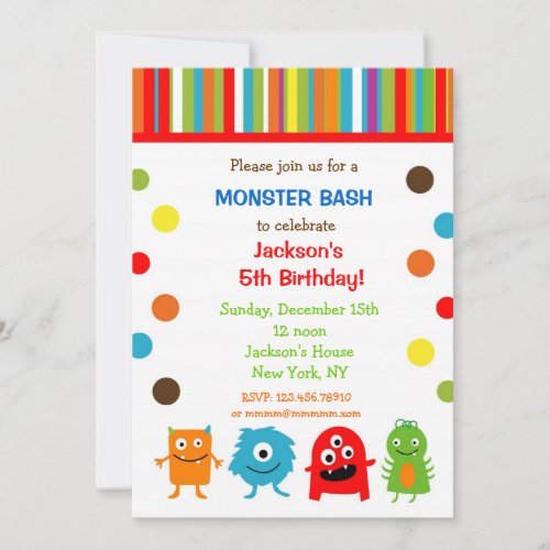 Monsters Birthday Invitations