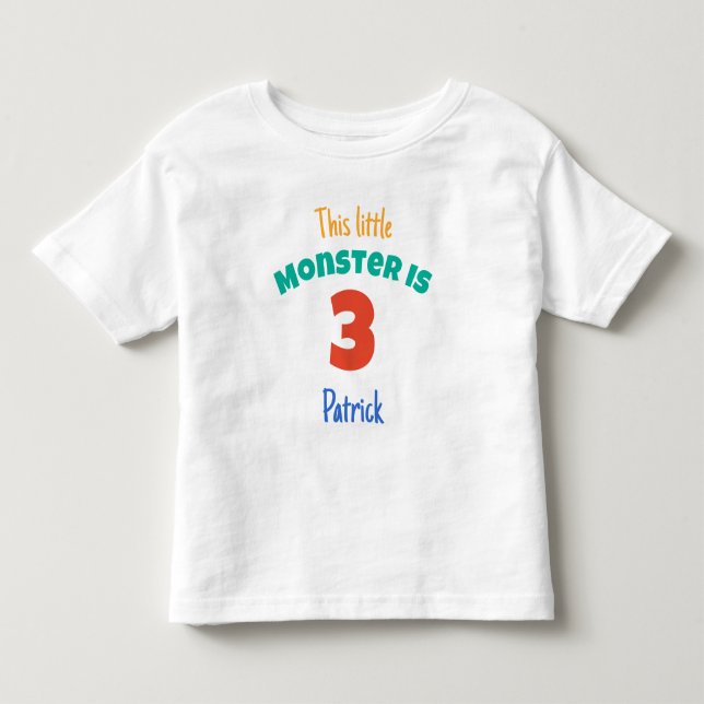 Monsters Birthday This Little Monster Add Age Toddler T-shirt (Front)
