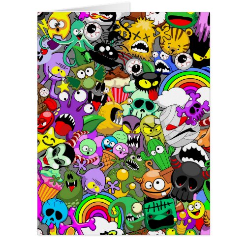 Monsters Cute Characters Halloween Pattern 