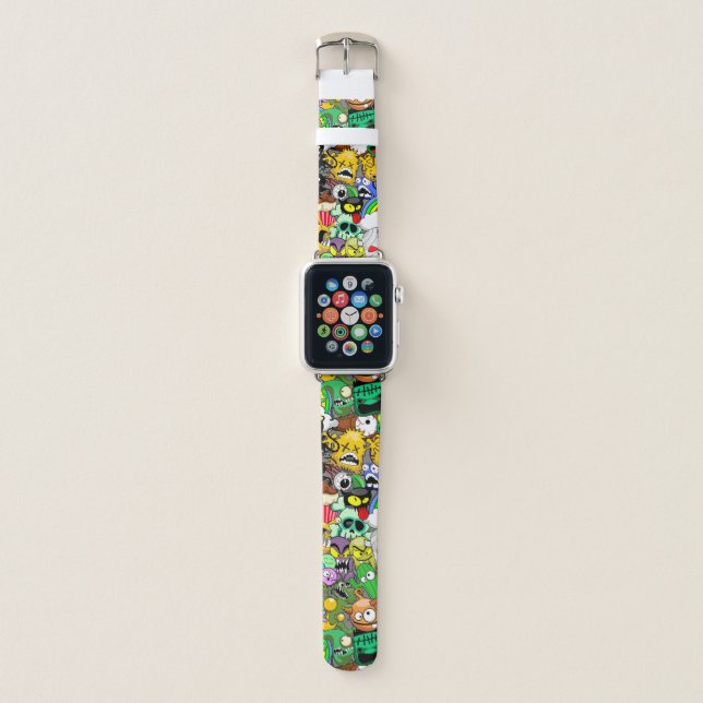Monsters Cute Characters Halloween Pattern  Apple Watch Band (Front)