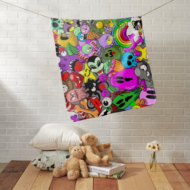 Monsters Cute Characters Halloween Pattern  Baby Blanket (In Situ)