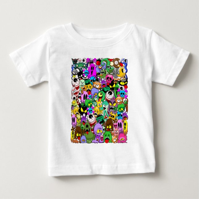 Monsters Cute Characters Halloween Pattern  Baby T-Shirt (Front)