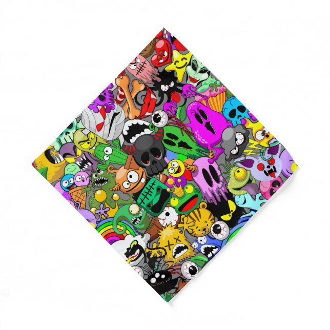 Monsters Cute Characters Halloween Pattern  Bandana (Front)