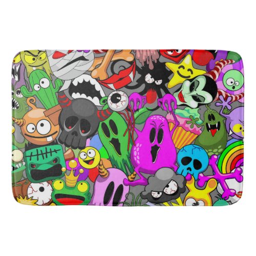 Monsters Cute Characters Halloween Pattern  Bath Mat