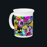Monsters Cute Characters Halloween Pattern  Beverage Pitcher<br><div class="desc">Cute,  Ugly,  Scary,  Fun and Colorful Doodle Monsters Cartoon Characters,  assembled to compose a Weird,  Unusual Spooky Halloween Pattern! Every single little monster have been originally created on vector Hi quality / Hi resolution Graphic Art Technique. Copyright BluedarkArt TheChameleonArt</div>