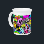 Monsters Cute Characters Halloween Pattern  Beverage Pitcher<br><div class="desc">Cute,  Ugly,  Scary,  Fun and Colorful Doodle Monsters Cartoon Characters,  assembled to compose a Weird,  Unusual Spooky Halloween Pattern! Every single little monster have been originally created on vector Hi quality / Hi resolution Graphic Art Technique. Copyright BluedarkArt TheChameleonArt</div>