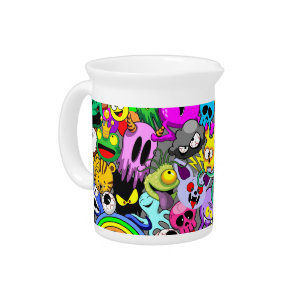 Monsters Cute Characters Halloween Pattern  Beverage Pitcher