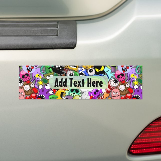Monsters Cute Characters Halloween Pattern  Bumper Sticker (On Car)